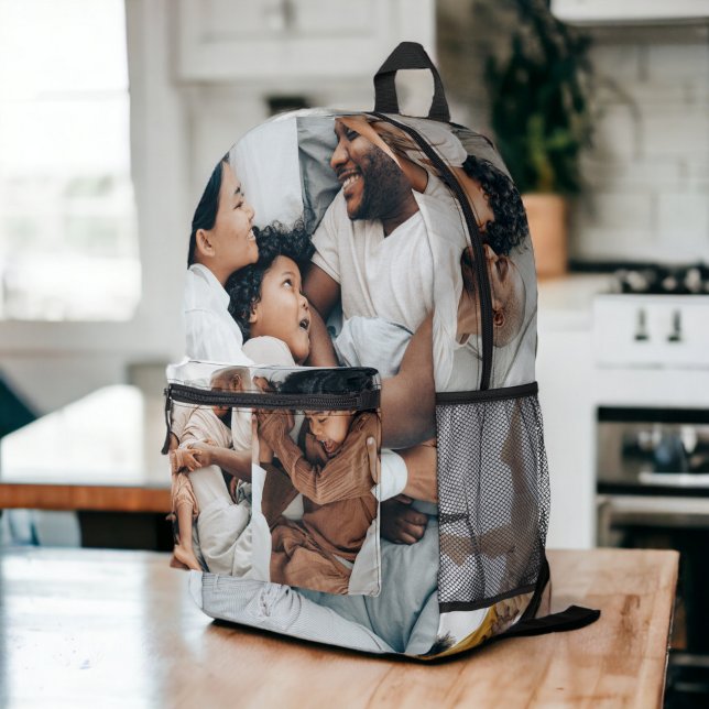 Mochila Impresa Difundir tu plantilla de collage de fotos 7 fotos (Fun your photo collage template 7 photos printed backpack)