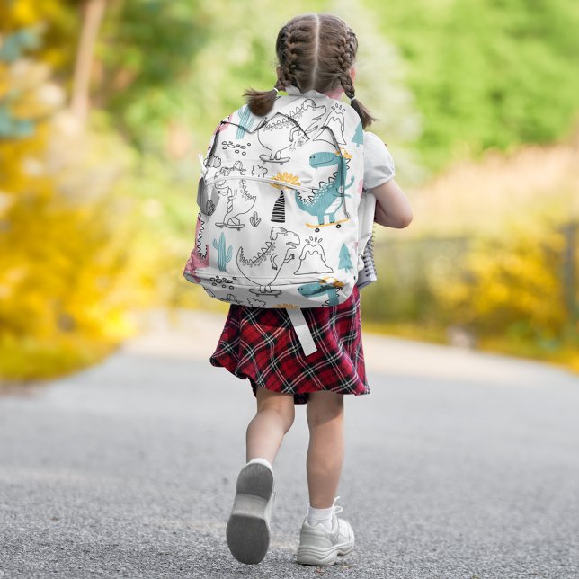 Mochila Impresa Dino delgado lindo: Dinosaurio para niños Chicas (Subido por el creador)
