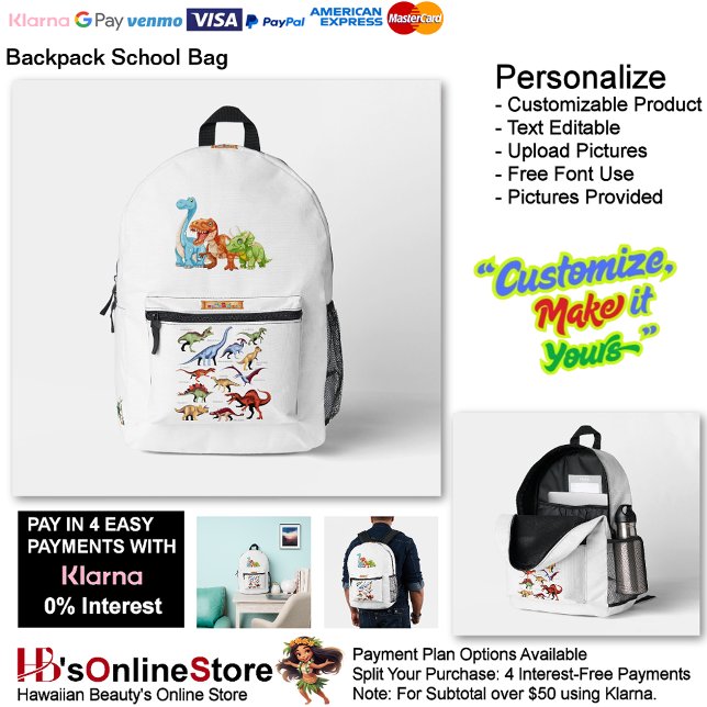 Mochila Impresa Dino Friends Backpack Print Cut Sew School Bag 3 (Dino Friends Backpack Print Cut Sew School Bag 3.)