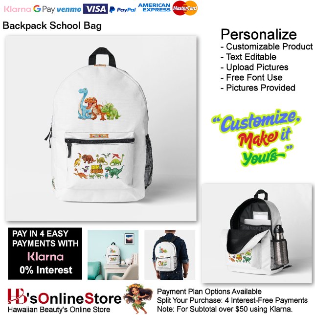Mochila Impresa Dino Friends Backpack Print Cut Sew School Bag 4 (Dino Friends Backpack Print Cut Sew School Bag 4.)