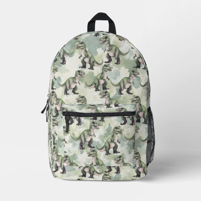 Mochila Impresa Dinosaur Camouflage Green Backpack (Anverso)