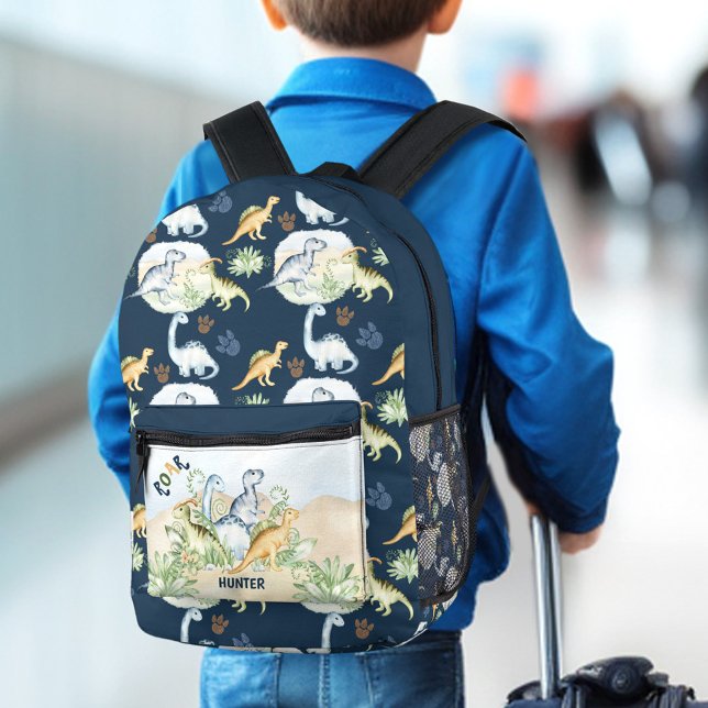 Mochila Impresa Dinosaur Cute Blue Custom Name Boy (Dinosaur Cute Blue Custom Name Boy Printed Backpack)