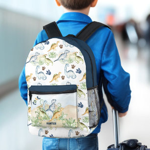 Mochila Impresa Dinosaur Cute Blue Green Name Boy