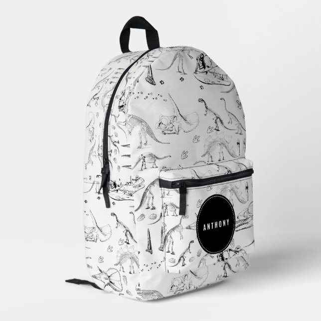 Mochila Impresa Dinosaur Fossil Bones Custom Name School (Esquina izquierda trasera)