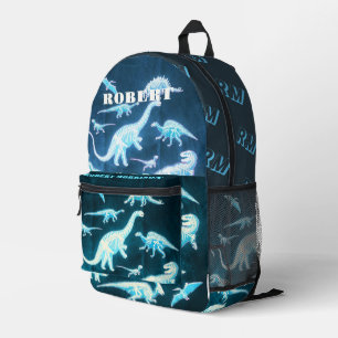 Mochila Impresa Dinosaurio azul moderno divertido fluorescente