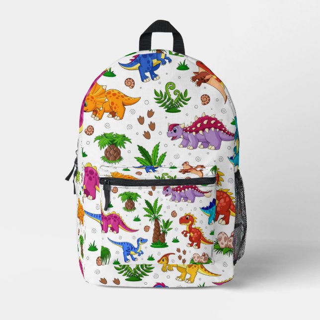 Mochila Impresa Dinosaurio del patrón verde azul lindo (Anverso)