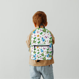 Mochila Impresa Dinosaurio divertido personalizado, hojas patrón