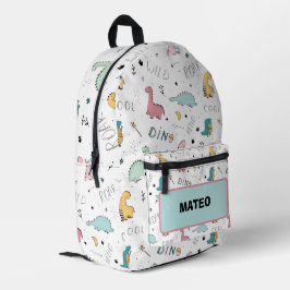 Mochila Impresa Dinosaurio genial con nombre Escuela