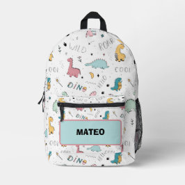 Mochila Impresa Dinosaurio genial con nombre Escuela