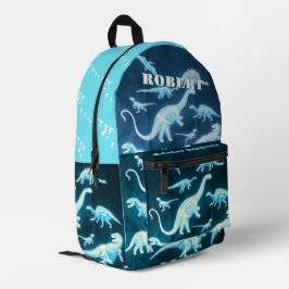 Mochila Impresa Dinosaurio Verde azulado moderno divertido Fluores