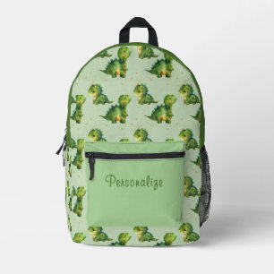 Mochila Impresa Dinosaurios de bebé verde con nombre personalizado