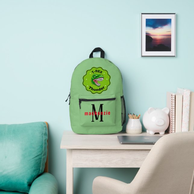 Mochila Impresa Dinosaurios T-rex Monograma Chicas personalizados (in situ)