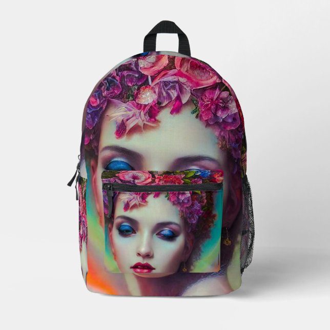Mochila Impresa Diosa de las flores (Anverso)