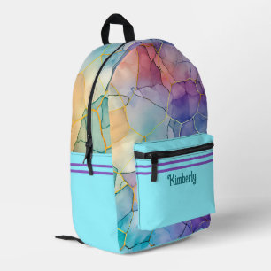 Mochila Impresa Diseñado con alcohol y tinta divertidos y funky