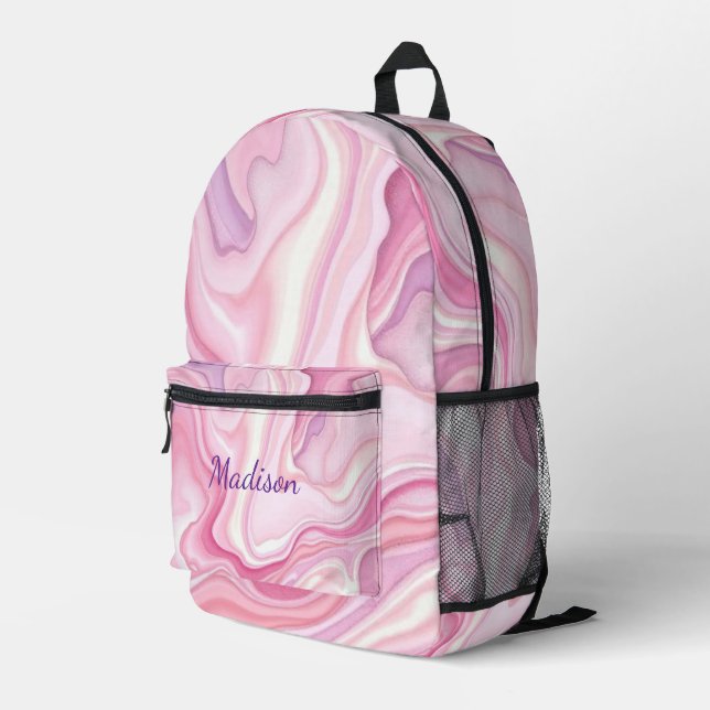Mochila Impresa Diseño abstracto de líquido rosa (Esquina derecha trasera )