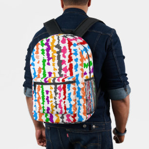 Mochila Impresa Diseño abstracto irregular colorido blanco