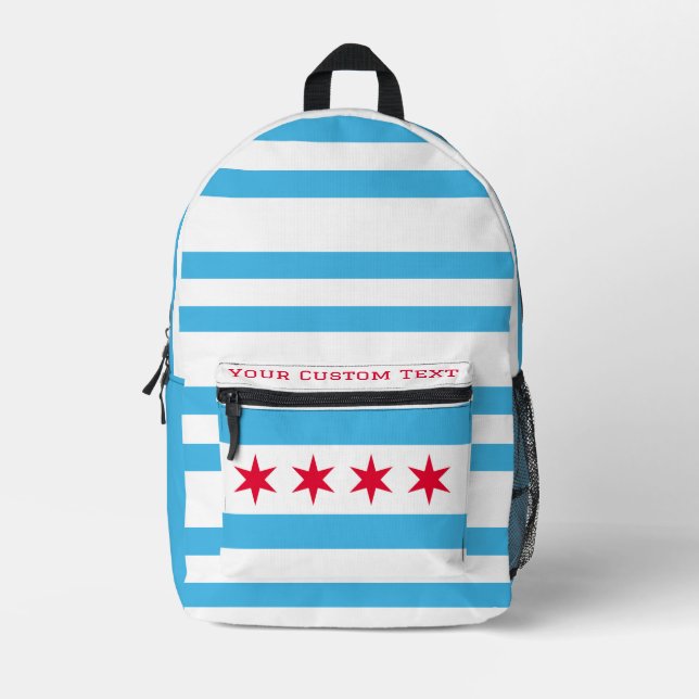 Mochila Impresa Diseño con bandera de chicago, variante más oscura (Anverso)