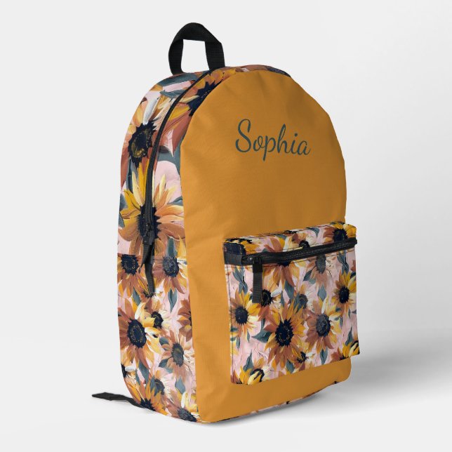 Mochila Impresa Diseño de acuarela de girasol (Esquina izquierda trasera)