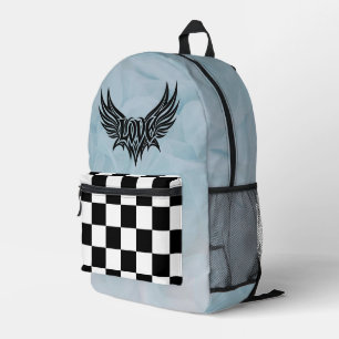 Mochila Impresa Diseño de amor de ajedrez azul