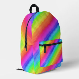 Mochila Impresa Diseño de arcoiris colorido diagonal ondulado