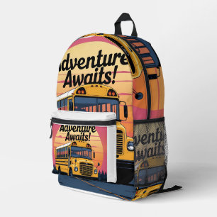 Mochila Impresa Diseño de autobuses escolares de época
