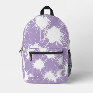 Mochila Impresa Diseño de bandeja de pintura púrpura pálida y blan