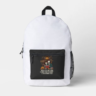 Mochila Impresa Diseño de biblioteca de esqueleto de Halloween par
