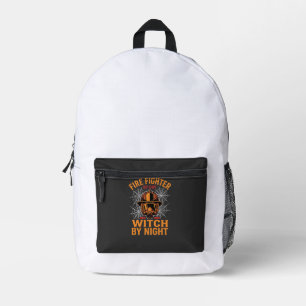Mochila Impresa Diseño de bruja de Halloween para bomberos