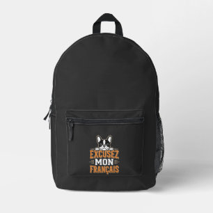 Mochila Impresa Diseño de Bulldog Francés Excusez Mon Franais