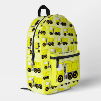 Mochila Impresa Diseño de camiones amarillos personalizado