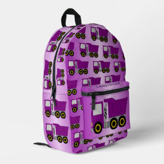 Mochila Impresa Diseño de camiones morados personalizado