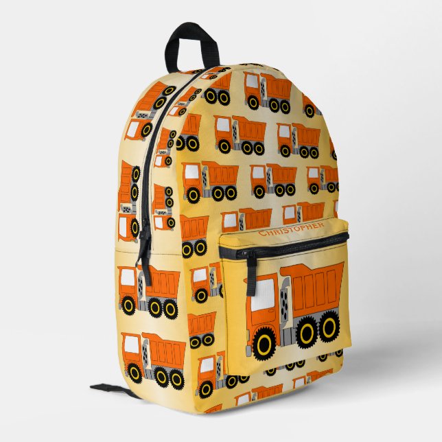 Mochila Impresa Diseño de camiones naranja personalizado (Esquina izquierda trasera)