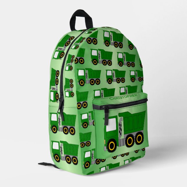 Mochila Impresa Diseño de camiones verdes personalizado (Esquina izquierda trasera)