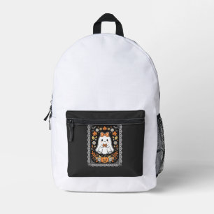Mochila Impresa Diseño de camiseta floral de calabaza fantasma de 