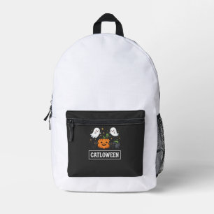 Mochila Impresa Diseño de Catloween Gato Fantasma Lindo Halloween_
