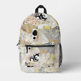 Mochila Impresa Diseño de Collage Abstracto Elegante Neutro