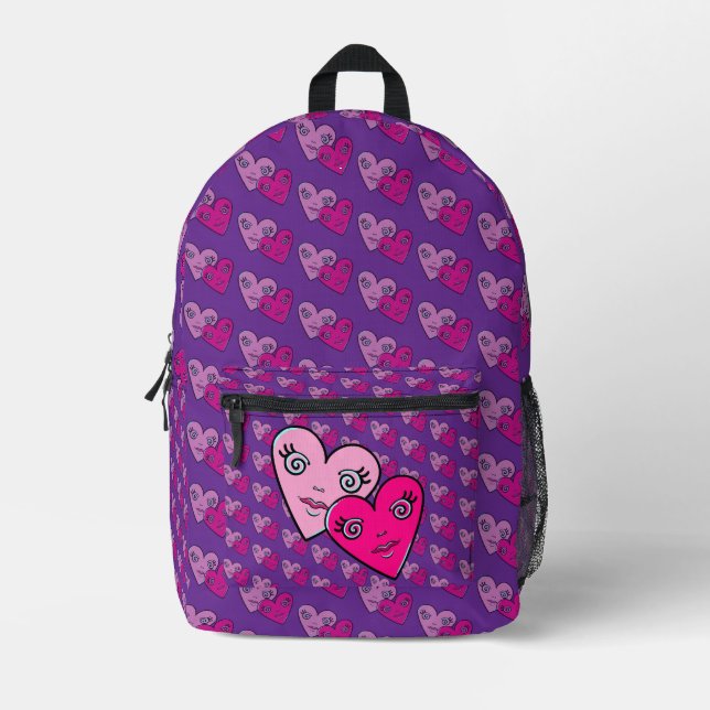 Mochila Impresa Diseño de corazones (Anverso)