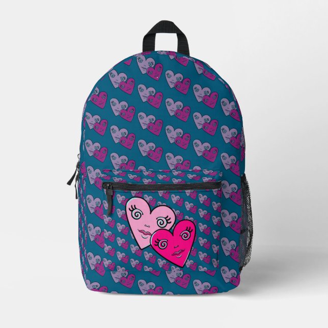 Mochila Impresa Diseño de corazones (Anverso)