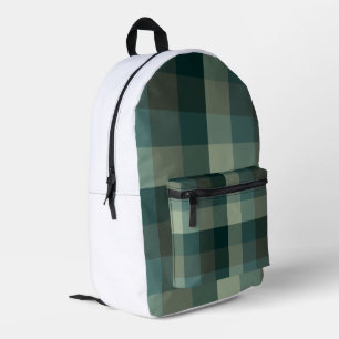 Mochila Impresa Diseño de Cuadro de Gingham Verde 
