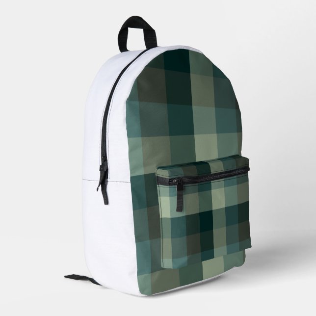 Mochila Impresa Diseño de Cuadro de Gingham Verde  (Esquina izquierda trasera)