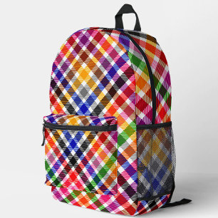 Mochila Impresa Diseño de Cuadro Escocés de Cuadros de Tafetán Col