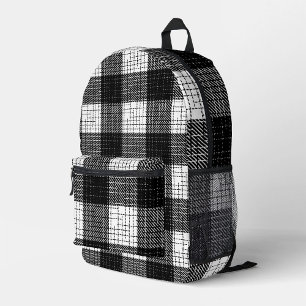 Mochila Impresa Diseño de cuadros escoceses a cuadros negros y bla