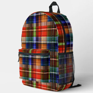 Mochila Impresa Diseño de Cuadros Escoceses Rojo Azul Verde Amaril