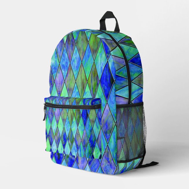Mochila Impresa Diseño de Diamante Azul (Esquina derecha trasera )
