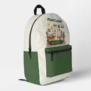 Mochila Impresa Diseño de espacio de trabajo creativo y vegetación