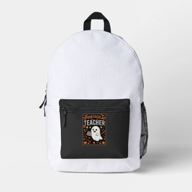 Mochila Impresa Diseño de fantasma de Halloween para profesores es (Anverso)