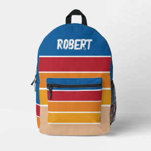 Mochila Impresa Diseño de franjas coloridas de inspiración vintage