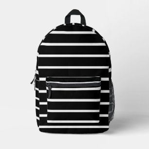 Mochila Impresa Diseño de franjas en blanco y negro