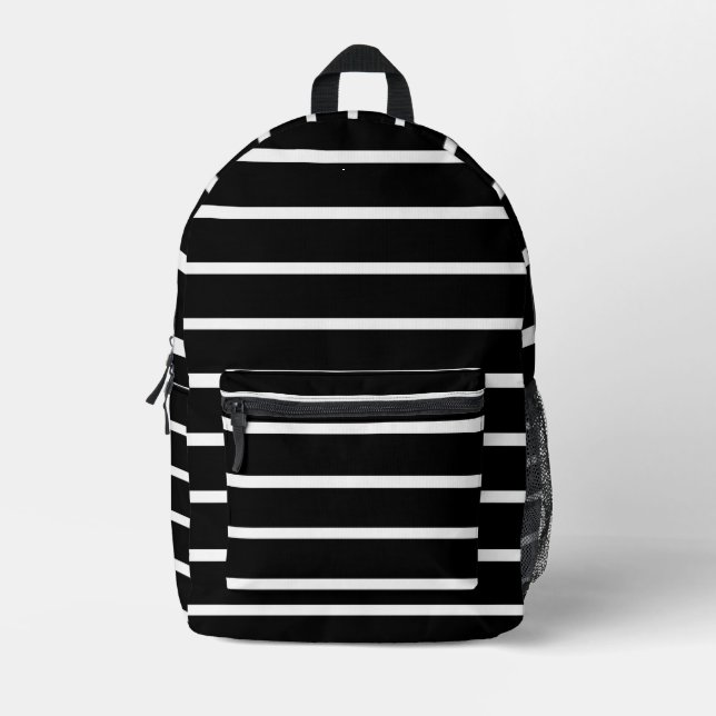 Mochila Impresa Diseño de franjas en blanco y negro (Anverso)