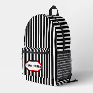 Mochila Impresa Diseño de franjas negras personalizado